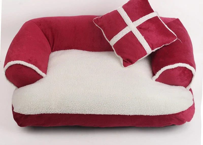 Panier Style Anglais Classique Chien Chat - Polaire Corail - Rayures