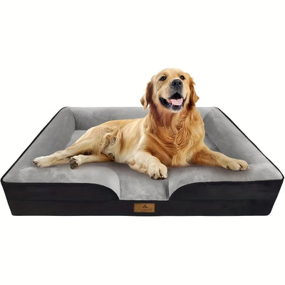 Panier Orthopédique Chien - 3 Bords Relevés - Mousse Amovible