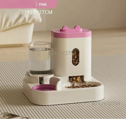 Distributeur Automatique Croquettes et Eau pour Chien et Chat - Double Gamelle Sans Électricité