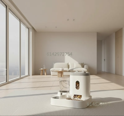 Distributeur Automatique Croquettes et Eau pour Chien et Chat - Double Gamelle Sans Électricité