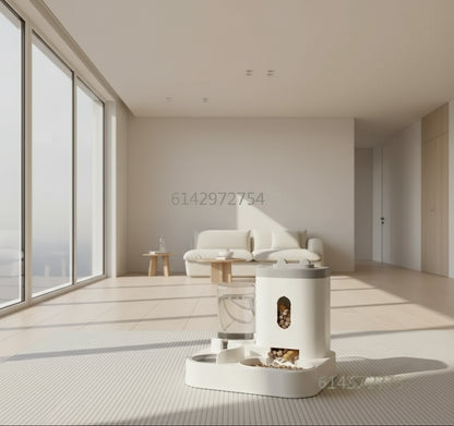 Distributeur Automatique Croquettes et Eau pour Chien et Chat - Double Gamelle Sans Électricité