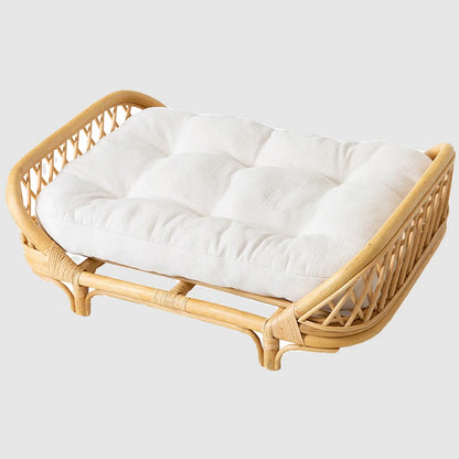 Panier Chien Laine Couleur Bois - Style Ouvert - Tapis Inclus