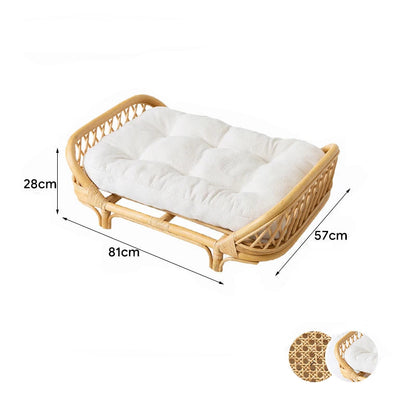 Panier Chien Laine Couleur Bois - Style Ouvert - Tapis Inclus