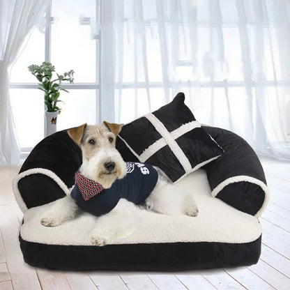 Panier Style Anglais Classique Chien Chat - Polaire Corail - Rayures