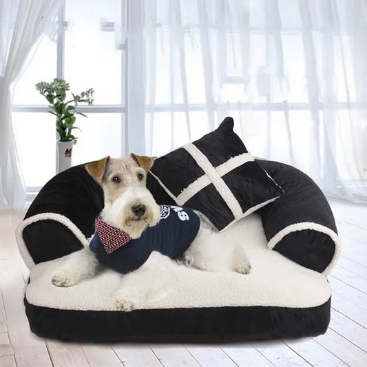 Panier Style Anglais Classique Chien Chat - Polaire Corail - Rayures