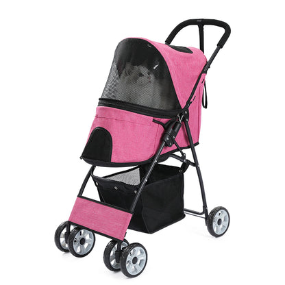 Poussette Double Chien Chat - Pliable - Compartiments Détachables - 2 Niveaux