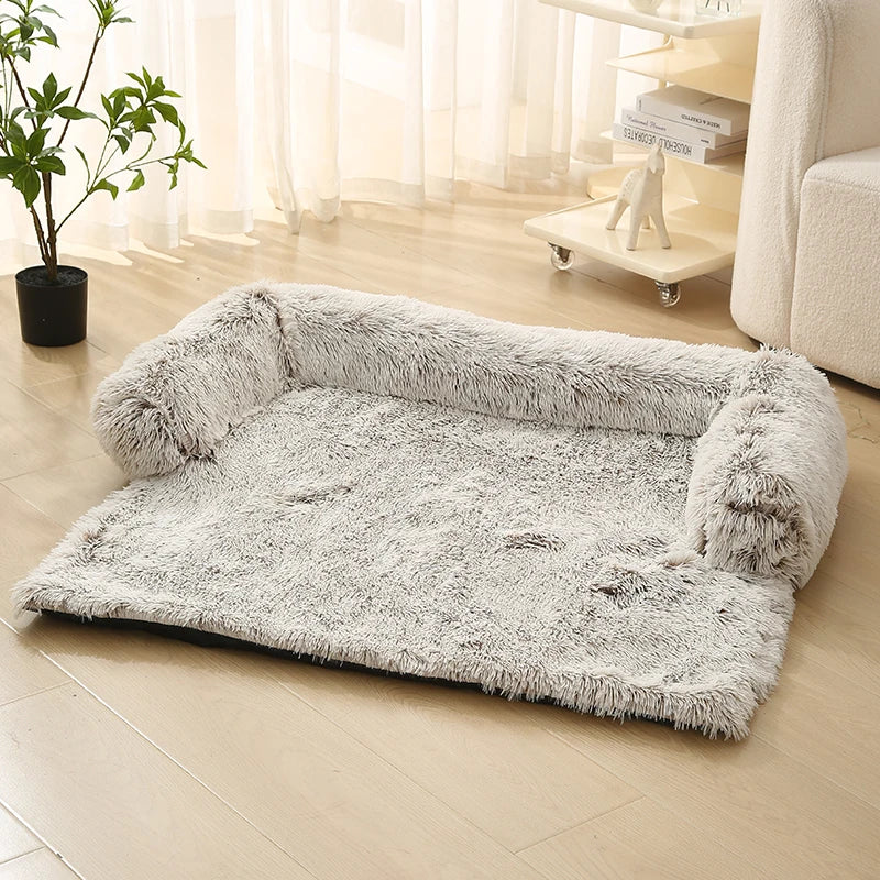 Canapé Coussin Chien Chat - Velours Gris - Mousse Confort