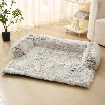 Canapé Coussin Chien Chat - Velours Gris - Mousse Confort