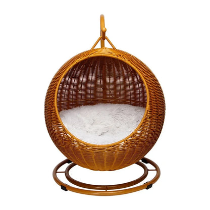 Panier Rotin Suspendu Chat Chien - 4 Saisons - Rafraîchissant Été