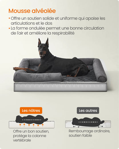 Panier Orthopédique Grand Chien - Bords Relevés - Housse Lavable 120x85cm