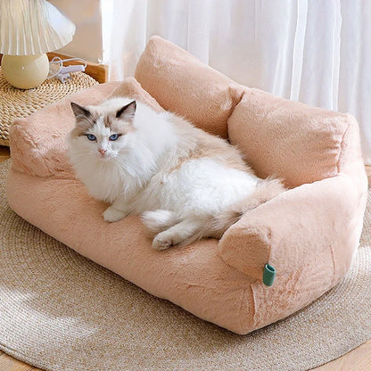 Panier Douillet Chat - Canapé Plush - Coussin Intégré - 4 Couleurs
