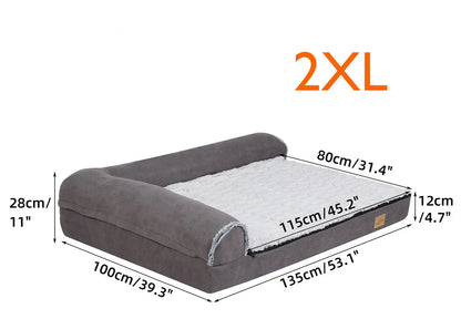 Panier Orthopédique XXL Chien - 2-en-1 Été/Hiver - Forme Canapé